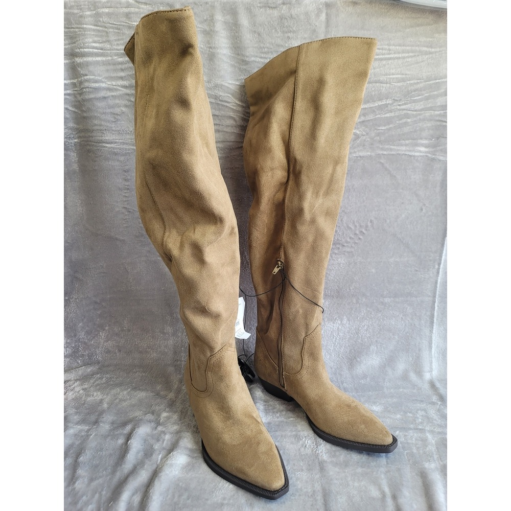 Slouchy Western Over The Knee Boots Faux Suede Size 9 Ranch Rustic Cowgirl Boho